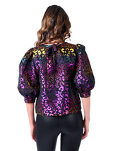 Bella Top | Gold Cheetah Jacquard