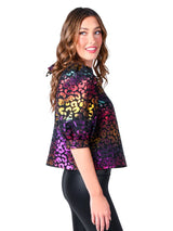 Bella Top | Gold Cheetah Jacquard