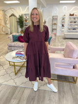 Plum Puff Sleeve Midi