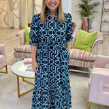 Catherine Dress | Navy Lattice