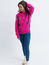 Hot Pink Floral Sweater