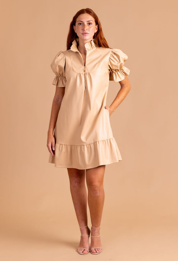 Erin Dress | Gingerbread Faux Leather