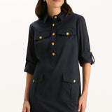 Rory Cotton Shirtdress | Navy