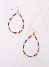 Glass Bead Earring | Red White Blue