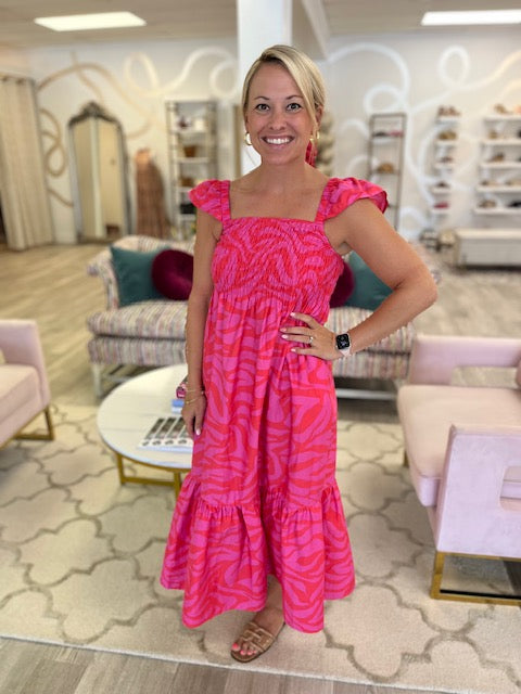 Zebra Smocked Tier Maxi