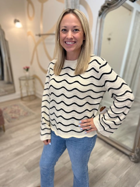 Swirl Sweater | Black and Ecru
