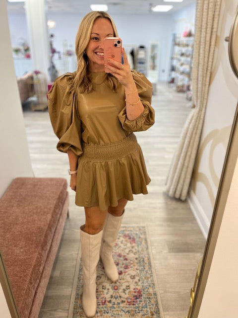 Pleather Puff Sleeve Top | Truffle