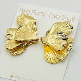 3D Gold Leaves Earrings