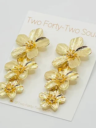 Three tier flower earrings