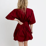 Garnet Bubble Hem Dress