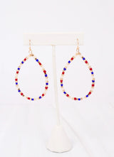 Glass Bead Earring | Red White Blue