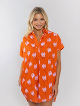 Orange Tulip Shirt Dress