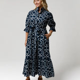 Catherine Dress | Navy Lattice