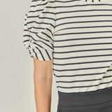 Striped Puff Sleeve Top | Black & White