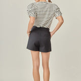 Striped Puff Sleeve Top | Black & White