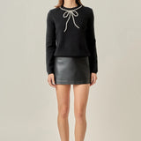 Rhinestone Bow Sweater | Black