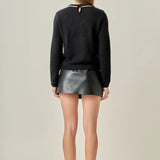 Rhinestone Bow Sweater | Black