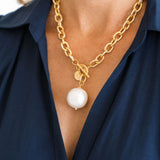 Cotton Pearl Toggle Necklace