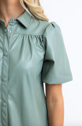 Sage Faux Leather Dress