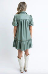 Sage Faux Leather Dress