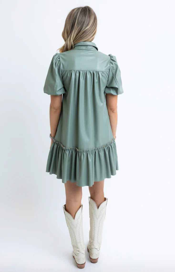 Sage Faux Leather Dress