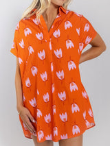 Orange Tulip Shirt Dress