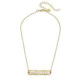 Gold Bar Pearl Necklace