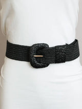 Raffia Stretch Belt | Black