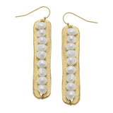Gold Bar Pearl Earrings