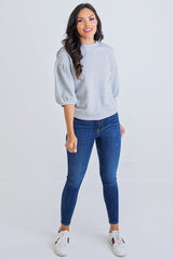 Grey Puff Sleeve Sweatshirt