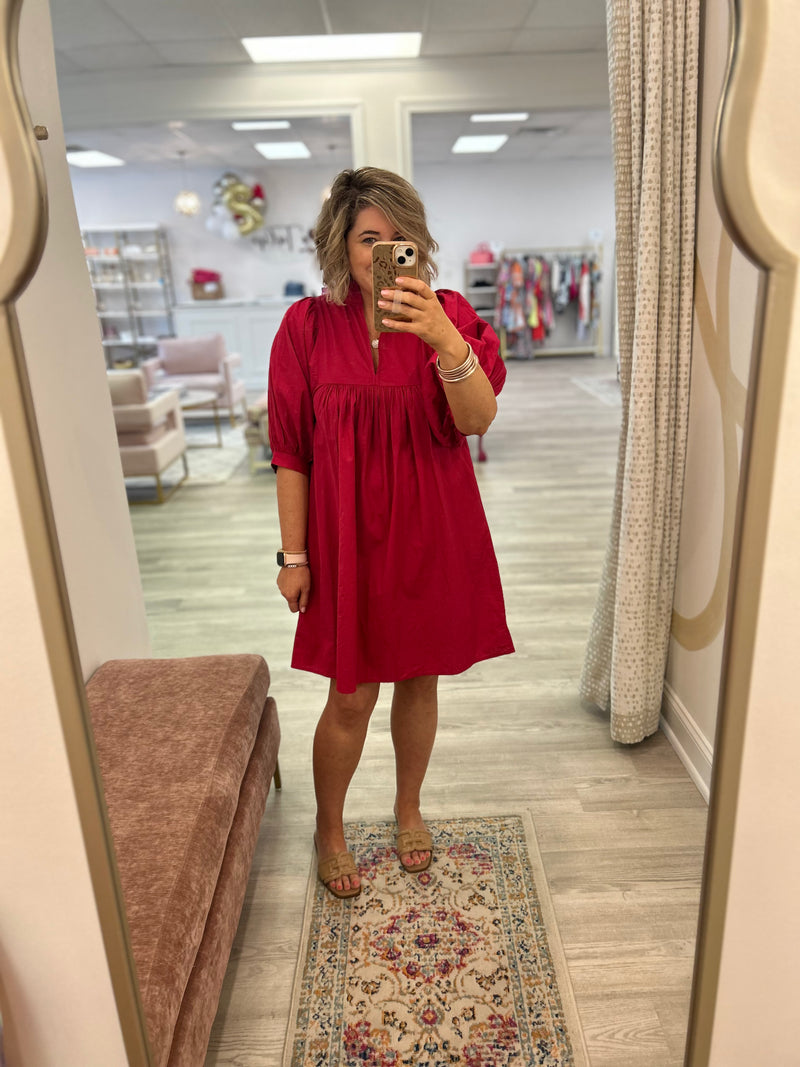 High Neck Dress | Magenta