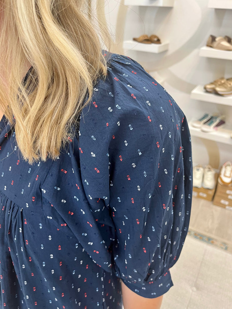 Navy Swiss Dot Dress