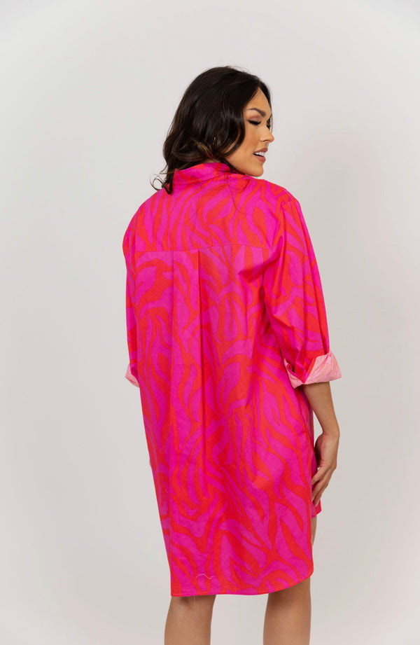 Zebra Print Shirt Dress