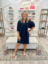 Navy Swiss Dot Dress