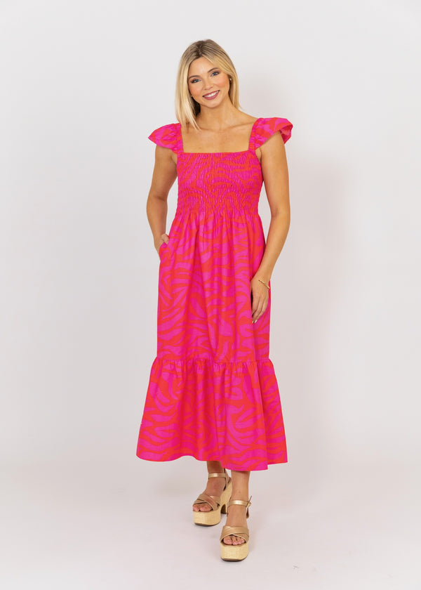 Zebra Smocked Tier Maxi