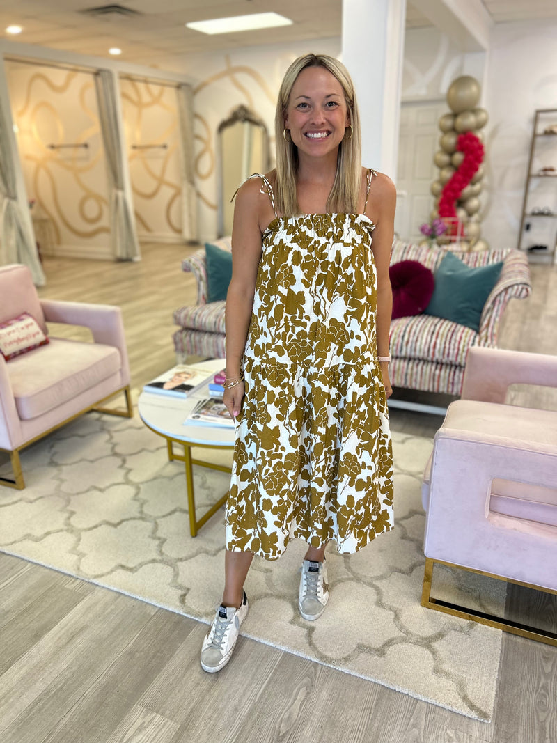Heihee Strappy Drop Waist Midi Dress
