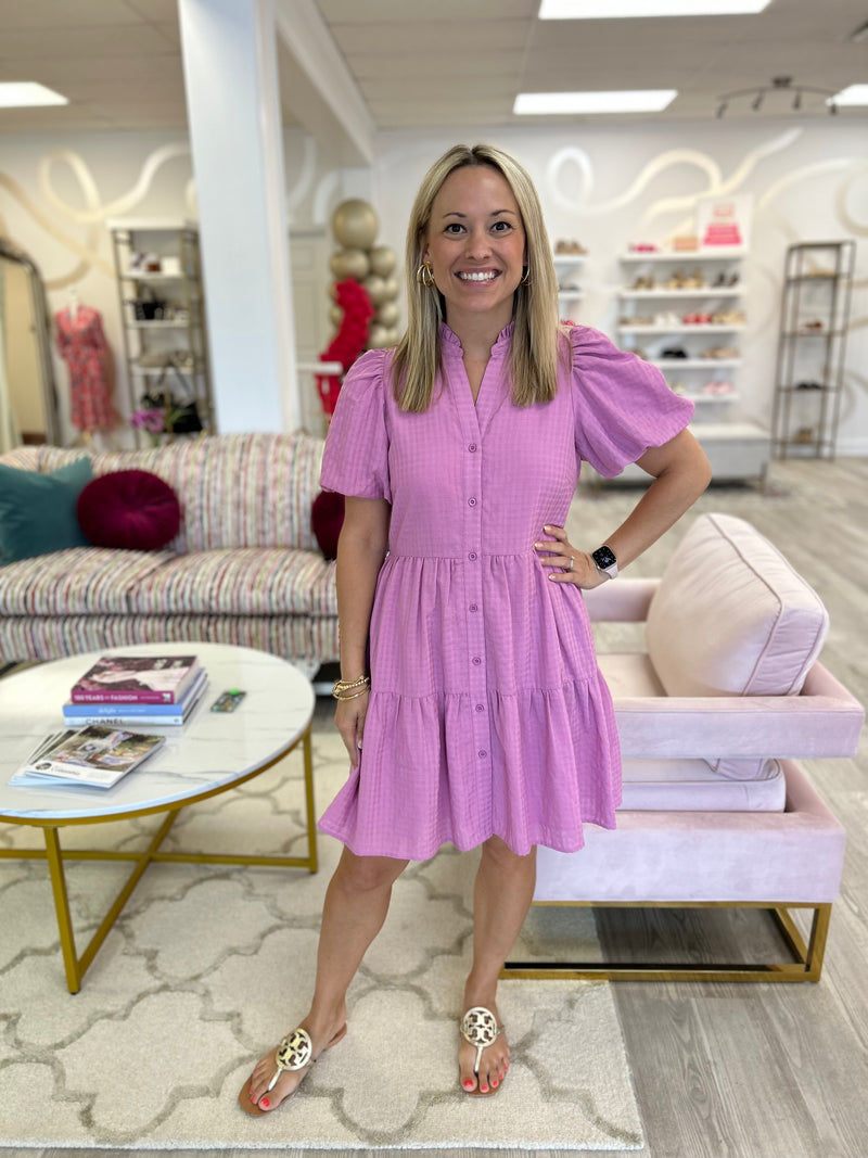 Pink Button Front Dress