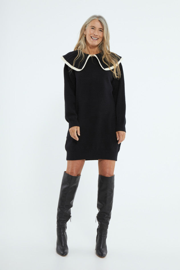 Black Collar Sweater Dress