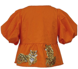 Orange Tiger Peplum Top