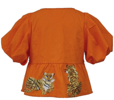 Orange Tiger Peplum Top