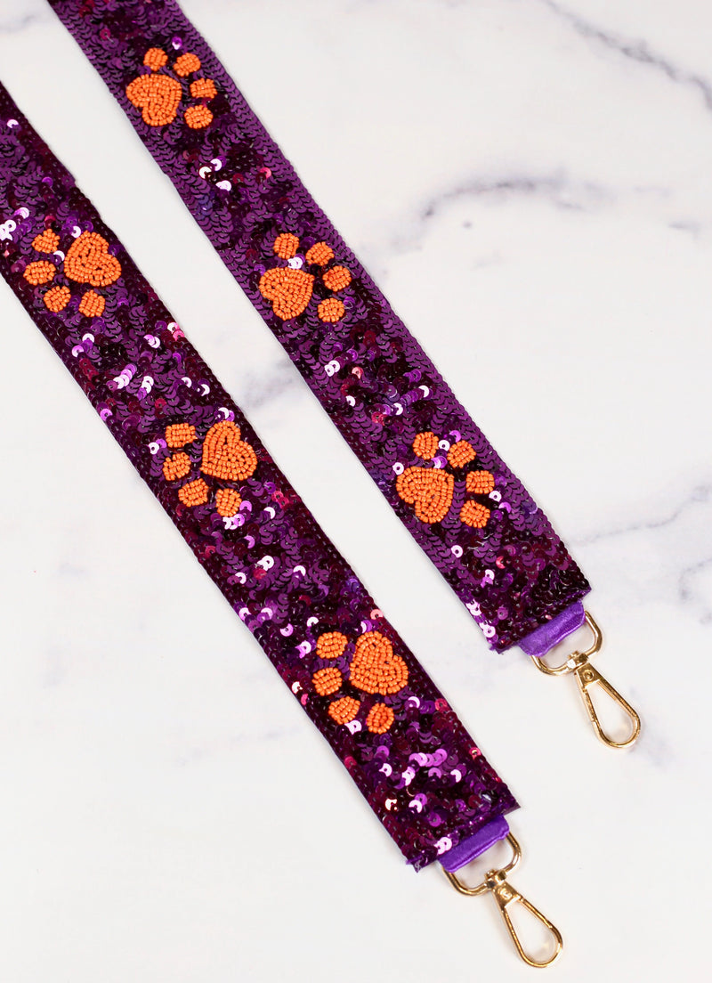 Tiger Paw Sequin Crossbody Strap