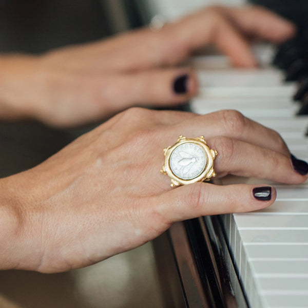 Italian Bee Coin Ring