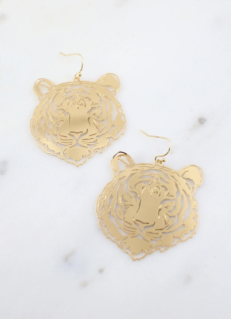 Gold Tiger Earrings